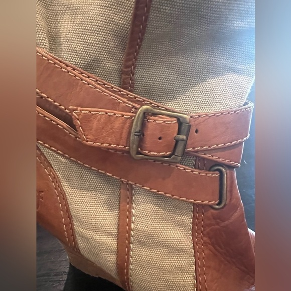 Frye leather and canvas wedge boots Sz 8 - Picture 6 of 13